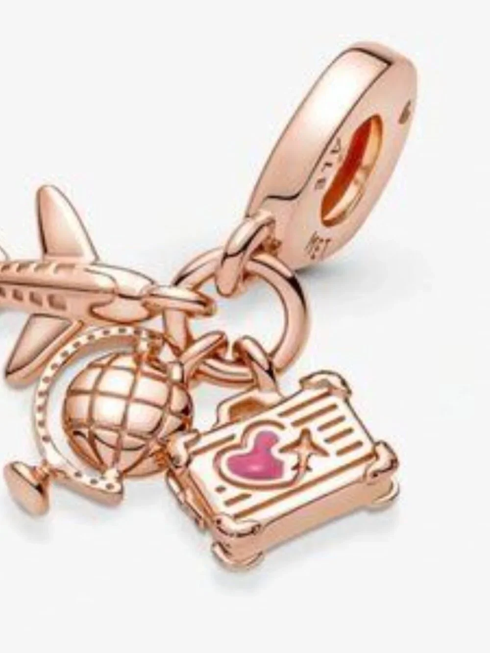 Pandora Airplane Globe & Suitcase Triple Dangle Charm